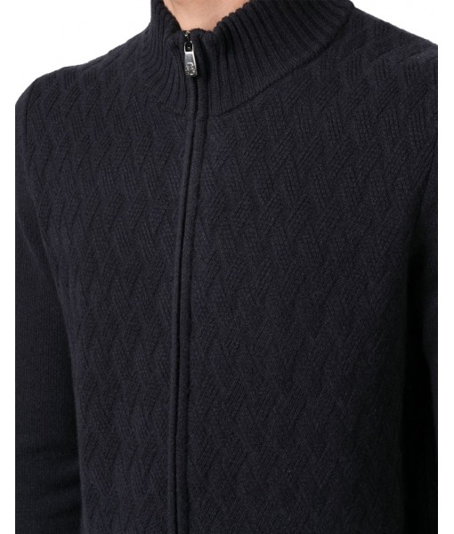 Midnight Blue Basket Wave Corneliani Cardigan