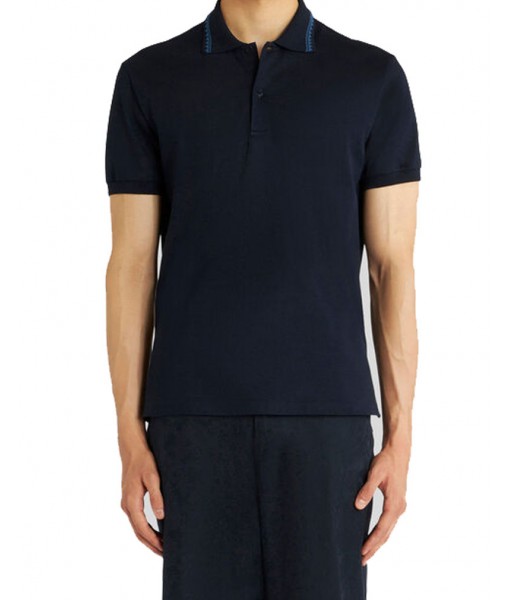 Etro Greca Polo Navy Blue T-shirt
